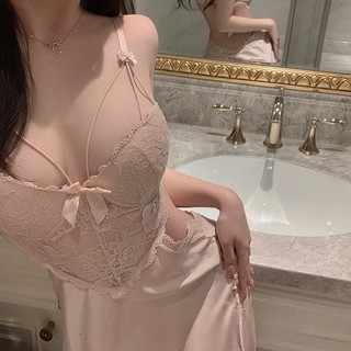  Váy Ngủ Lụa Có Mút Đệm Ngực Tặng Kèm Áo Choàng Lụa Đai Thắt Eo 