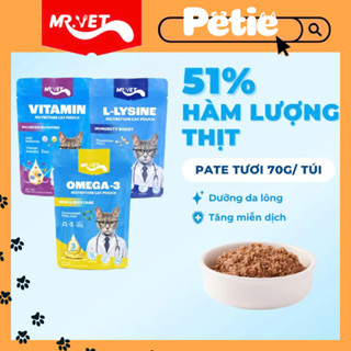  Pate Cho Mèo MRVET Thức Ăn Ướt Bổ Sung Omega 3 Vitamin L-Lysine Điều Hòa Tiêu Hóa Tăng Đề Kháng   
