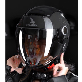 [POC] Nón Bảo Hiểm Falcon Bee Kính dài ốp tai Full Màu, Đạt chuẩn xe máy - Tặng bộ lót