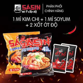  Combo 2 gói: 1 KIM CHI + 1 SOYUM Sasin 120g gói + 2 gói xốt ớt độ 10g 