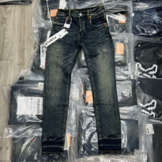 Quần Jean Purple Xanh Rêu Bụi Vẩy Sơn 4 Cúc Quần Bò Purple Chấm Sơn Thêu Chữ Thời Trang