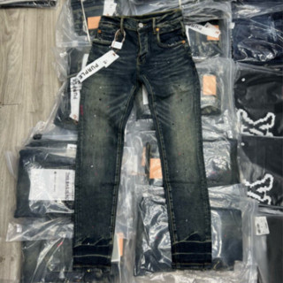 Quần Jean Purple Xanh Rêu Bụi Vẩy Sơn 4 Cúc Quần Bò Purple Chấm Sơn Thêu Chữ Thời Trang