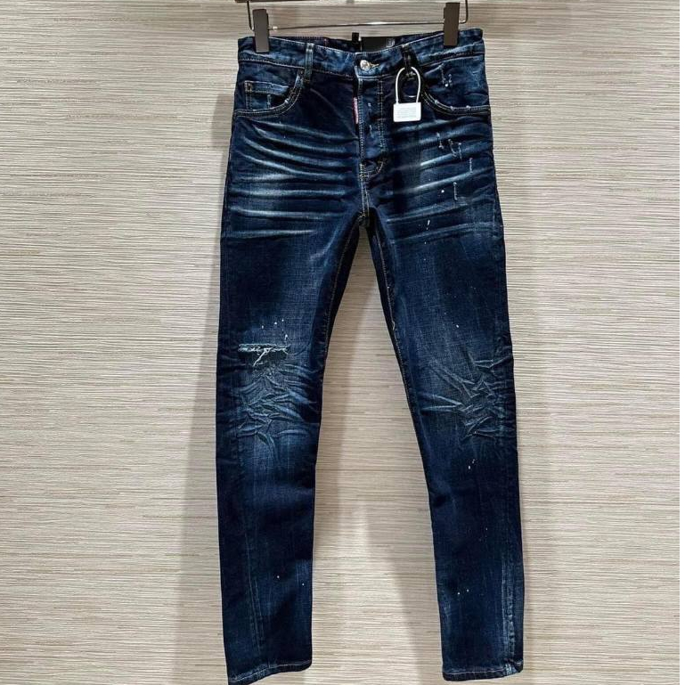 Quần Jean Nam DSQ Xanh Rêu Xước Cào Nhẹ 4 Khuy Bản Đẹp Quần Bò Đen Rách Boy Phố Chấm Sơn.