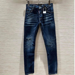 Quần Jean Nam DSQ Xanh Rêu Xước Cào Nhẹ 4 Khuy Bản Đẹp Quần Bò Đen Rách Boy Phố Chấm Sơn.