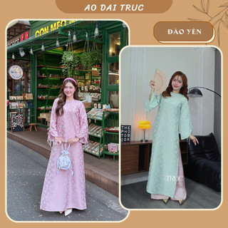 Áo Dài Cách Tân Đào Yên Dáng Suông Vải Gấm 2 Da Cổ Tròn Tay Loe Dài Phù Hợp Mặc Nhiều Dịp - Áo Dài Trúc
