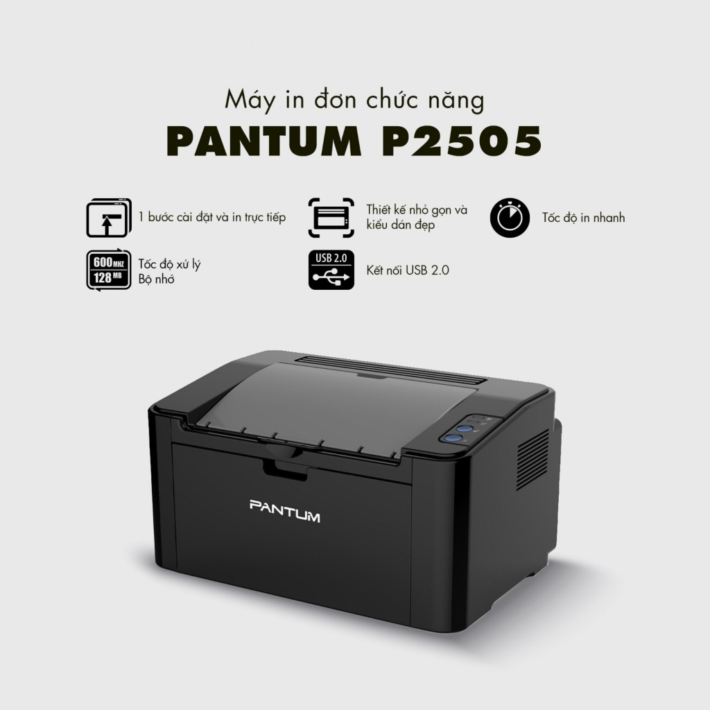 Máy in Laser đơn chức năng PANTUM P2505, in qua USB, tốc độ cao, khổ giấy A4 - Hàng Chính Hãng