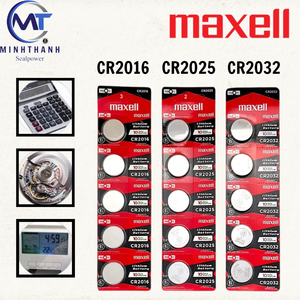 Pin CR2032 , CR2025 , CR2016 Maxell đỏ/đen chất lượng cao dùng cho đồng hồ, remote, thiết bị y tế,...