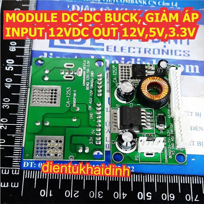 MODULE DC-DC BUCK GIẢM ÁP INPUT 12VDC OUTPUT 12V 5V 3.3V 3A CA-1253 D120533V kde3585
