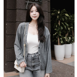  Áo khoác Cardigan dài tay nữ cổ chữ V phối cúc phong cách mùa thu Kimee - KA665 Mới 