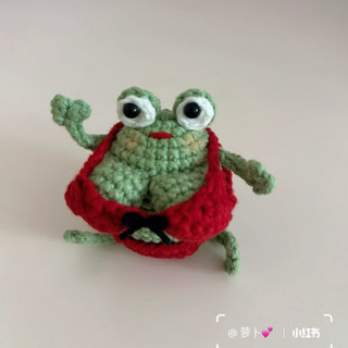 móc khóa ếch mặc đồ bơi bằng len handmade