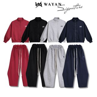  Set bộ nỉ 2 da Unisex WAYAN áo khoác boxy khóa kéo 2 đầu và quần dài ống rộng phong cách hiện đại 
