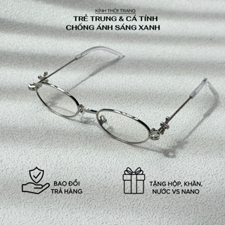 Kính Mắt Đính Đá R-01, kính mắt thời trang nữ oval chống ánh sáng xanh, gọng cận thời trang nữ, kính cận,kính thời trang