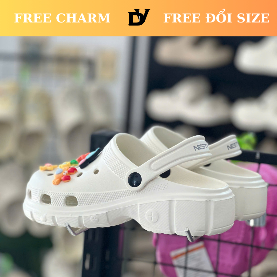 [Tặng charm] DÉP SỤC MÀU ĐƠN SẮC CHÍNH HÃNG NESTY MÃ NE01