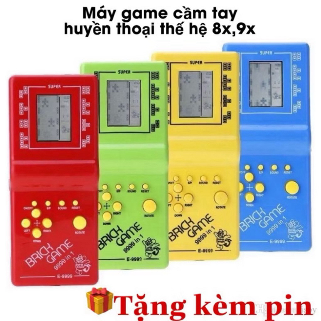 (Tặng pin) Máy chơi game cầm tay- máy game điện tử xếp gạch và nhiều trò chơi thú vị, huyền thoại 8x 9x