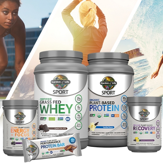 Sport Protein Powder Garden of Life Organic Vegan with Probiotics, BCAAs, 19 Servings