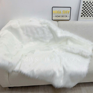 Thảm Lông Trang Trí Màu Trắng Hồ Ly Sợi Dài Cao Cấp Size 1m x 80cm - Shy Home Living