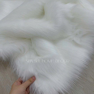 Thảm Lông Trang Trí Màu Trắng Hồ Ly Sợi Dài Cao Cấp Size 1m x 80cm - Shy Home Living
