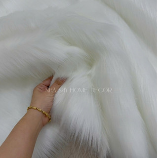 Thảm Lông Trang Trí Màu Trắng Hồ Ly Sợi Dài Cao Cấp Size 1m x 80cm - Shy Home Living