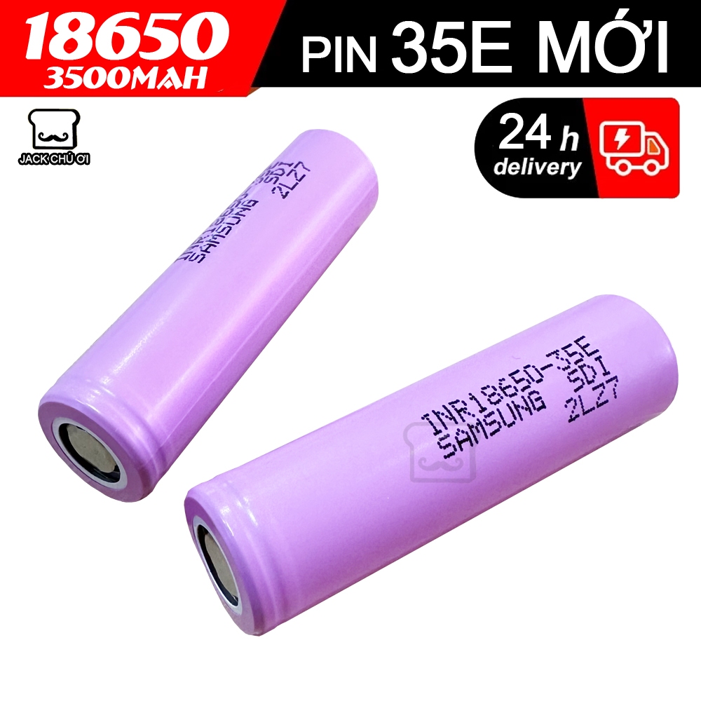 mới Pin 18650 Samsung 35E mới 3500mah 3.7V 10A Sản xuất tại Hàn Quốc Chính hãng JACK