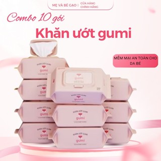  Thùng 10 gói khăn ướt 100 tờ Gumi không cồn,không parabens cao cấp dành cho bé 