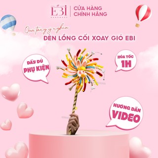 Chong chóng thỏ trung thu EBI HANDMADE tự làm DIY bằng kẽm nhung đầy đủ phụ kiện cầm tay xoay 360 độ phát sáng - ES235