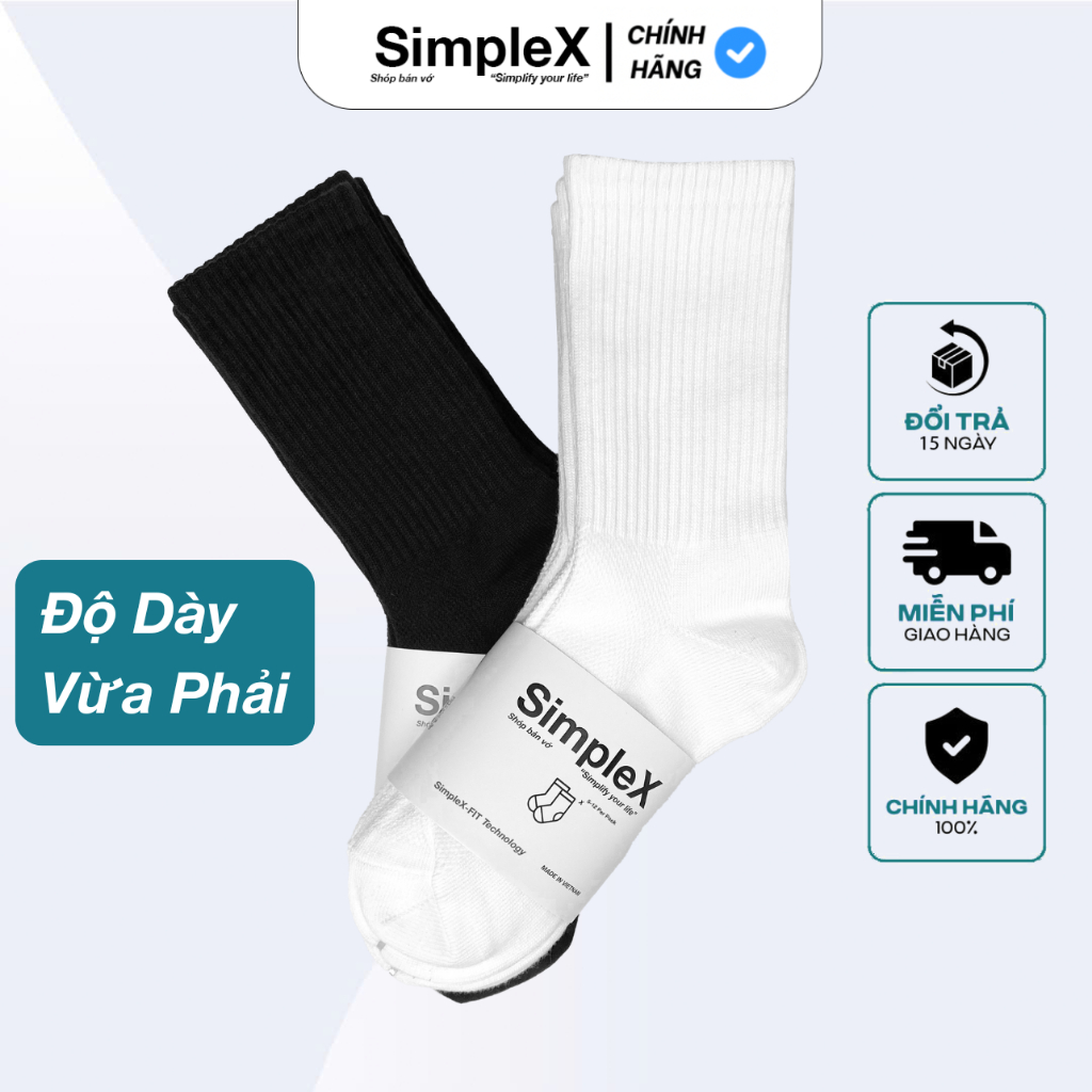 [COMBO 10] Tất Vớ Nam Nữ Trơn SimpleX, Unisex Cổ Cao, Cổ Trung, Cổ Thấp, Co Dãn Thoáng Khí | T144