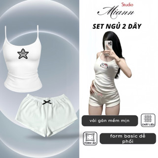    sẵn  gấp ib shop   Bộ Ngủ 2 Dây Quần Tí Hon Họa Tiết Kitty-Kuromi – 2 Dây Miann Studio 