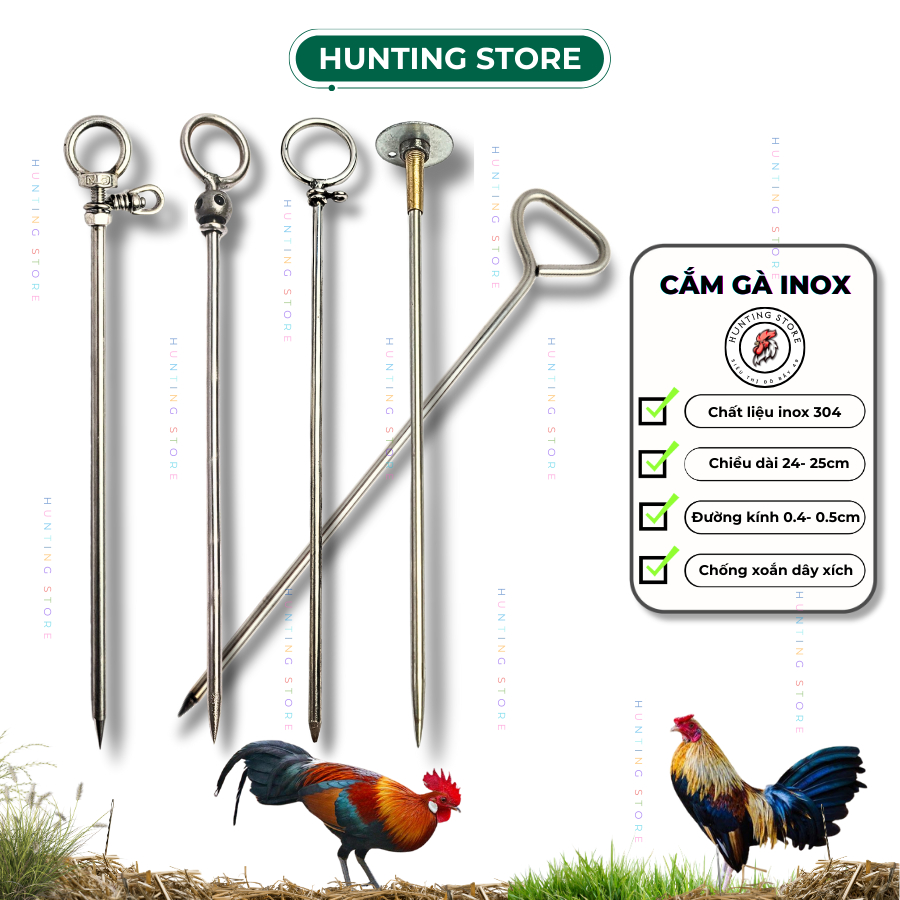Cây cắm gà chống xoắn chất liệu inox 5 mẫu siêu bền - huntingstore