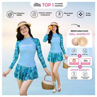 Bộ đồ bơi Nữ BIKINI PASSPORT kiểu Hai mảnh tay dài, váy kín đáo - Mix - BS358_XX