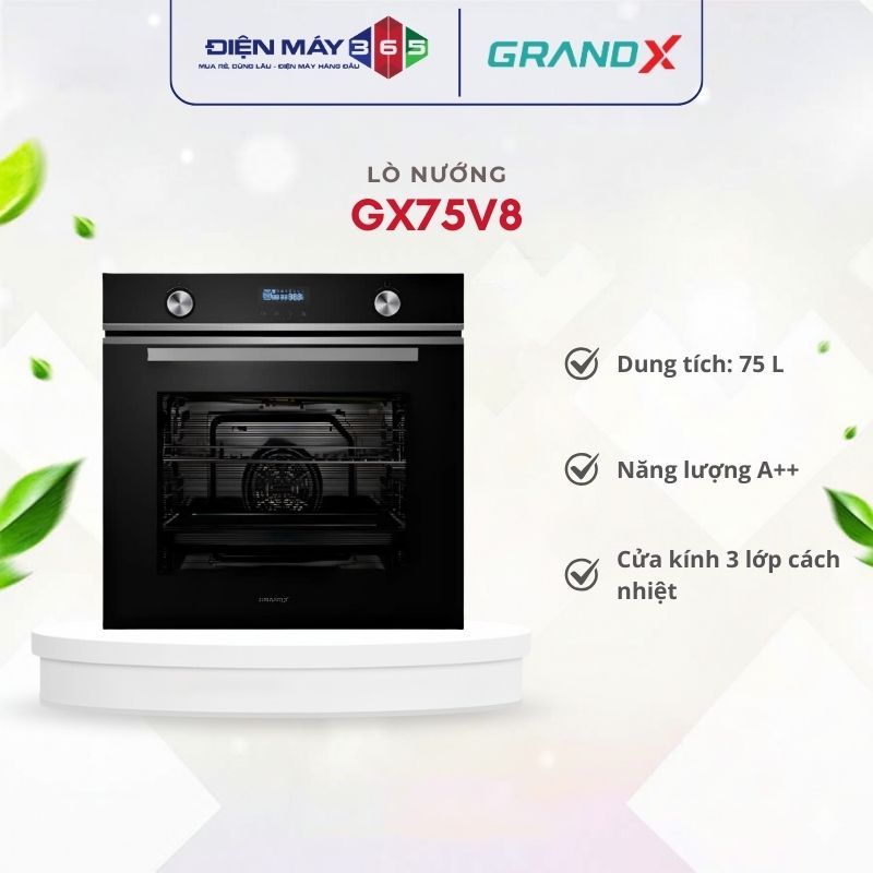 Lò nướng âm tủ GrandX GX75V8 - Công Nghệ Nướng Đối Lưu, Nướng Chín Đều, Tiết Kiệm Điện