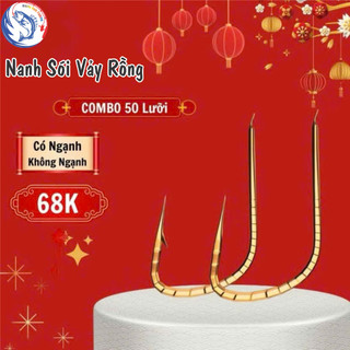  Lưỡi câu cá Nanh Sói Vảy Rồng có ngạnh siêu cường vỉ 20 - 50 chiếc. Lưỡi câu cá có ngạnh siêu bén 