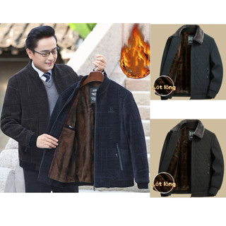 Áo khoác nam trung niên, Áo khoác lót lông dày ấm cho ông cho bố, áo dạ lót lông, áo gió lót lông phong cách sang trọng