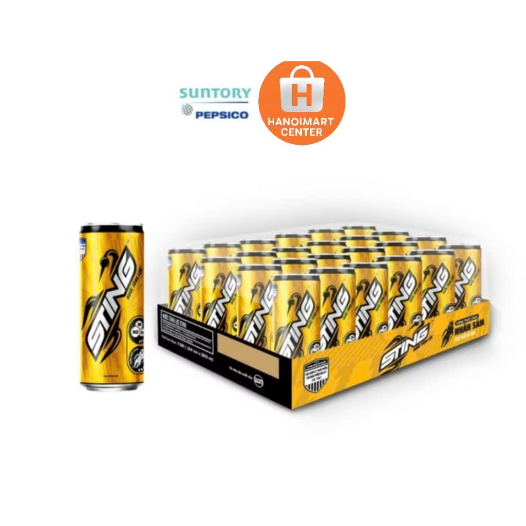 Lon Nước Tăng Lực Sting Vàng Pepsico - Thùng 24 Lon x 320ML