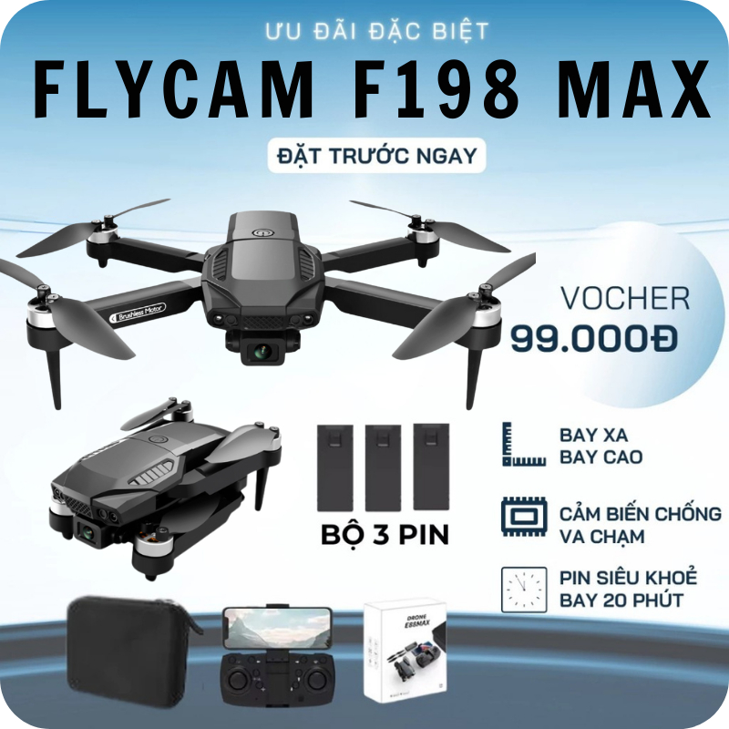 PIycam Mini, Flycam Giá Rẻ, Máy Bay Không Người Lái F198,Chế Độ Cân Bằng Giữ Vị Trí Tự Động