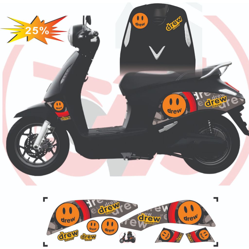 Tem dán xe Evo Grand - Evo NEW - Evo 200 , Mẫu tem Drew House thiết kế cách điệu đẹp mê ly