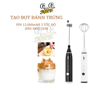 Máy Tạo Bọt Đánh Trứng Cầm Tay Pin 12000mAh, 3 Tốc Độ, Máy Đánh Sữa Mini Pha Cà Phê - GGStore