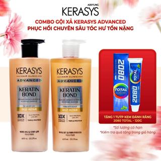 Cặp dầu gội xả Kerasys Advanced Keratin Bond Hàn Quốc phục hồi chuyên sâu tóc hư tổn, ngăn gãy rụng