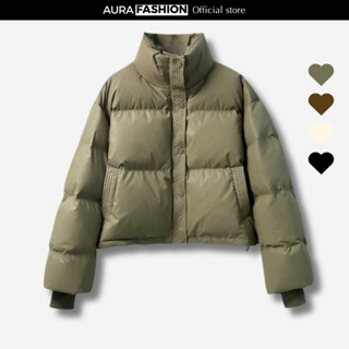 Áo phao da nữ dáng ngắn AURA phong cách hàn quốc dành cho nữ bán chạy 2025 đủ màu Đen Xanh Trắng Nâu