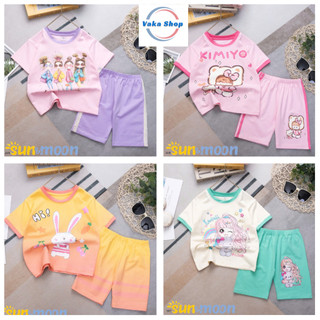  Sun&Moon - Bộ ngố thun cotton in hình cho bé gái size 11-35 kg 
