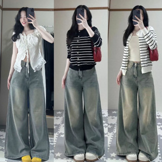 Quần Jean Nữ Ống Suông Rộng Wash RETRO Bụi Màu Đen Và Xanh Lưng Cao Calem.Club Phong Cách Vitager Ulzzang Hàn Quốc 2025