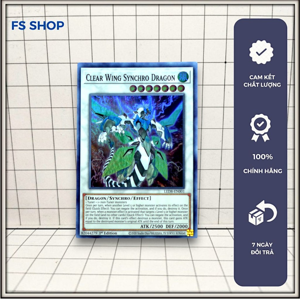[FSshop] Thẻ bài Yugioh chính hãng Clear Wing Synchro Dragon (Super Rare) - Synchro