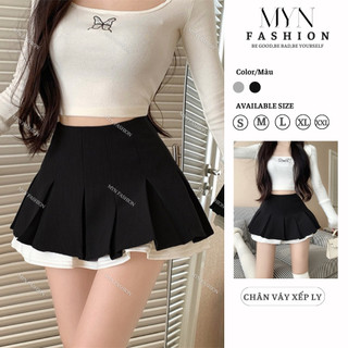  Chân Váy Xếp Ly Viền Trắng Khóa Kéo 2 Lớp Dày Dặn Chân Váy Tennis Dáng Xòe Tiểu Thư Phối Viền Trắng 