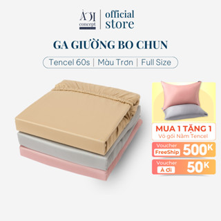  Full Size  Ga Giường lụa Tencel 60s AOICONCEPT màu trơn bo chun Cao Cấp không xù lông trơn mượt thoáng mát Home Bedding 