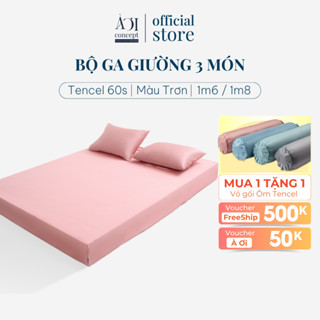 Combo 3 Món Lụa Tencel Ga Giường 1m6x2m và 1m8x2m và 2 vỏ gối nằm AOICONCEPT cao cấp Hàn Quốc nhiều màu