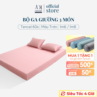 [Hoả Tốc] Combo 3 Món Lụa Tencel 60s Ga Trải Giường AOICONCEPT Size 1m6x2m và 1m8x2m và 2 vỏ gối nằm size 50x70cm