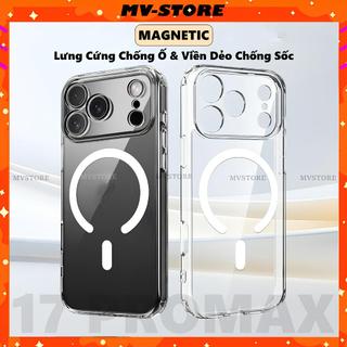 Ốp lưng trong suốt viền bảo vệ camera hỗ trợ sạc không dây cho 17 16 pro max 15 14 13 Plus 12 11 ProMAX MVSTORE