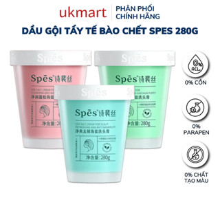 Dầu gội tẩy tế bào chết SPES tinh chất muối biển sạch gàu da đầu dưỡng ẩm kiềm dầu và phồng tóc 280g