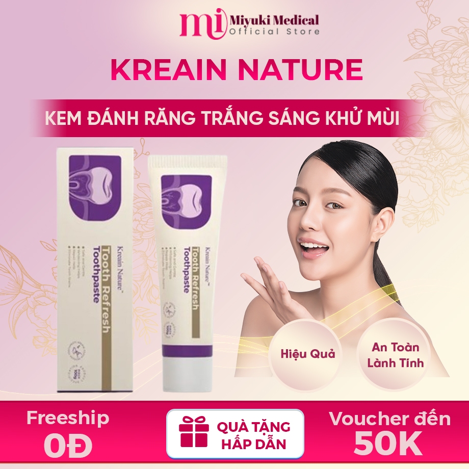 Kem Đánh Răng KREAIN TOOTHPASTE – Kem Trắng Răng KREAIN NATURE Giúp Giảm Mùi Khó Chịu, Làm Sạch Khoa