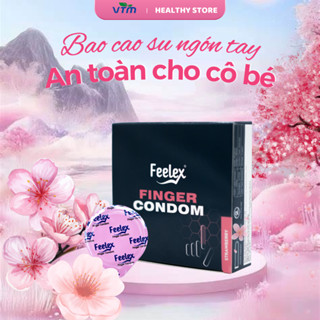 Bao cao su ngón tay Fellex Finger nhiều gel bôi trơn, an toàn cho cô bé, hương dâu - hộp 12 chiếc