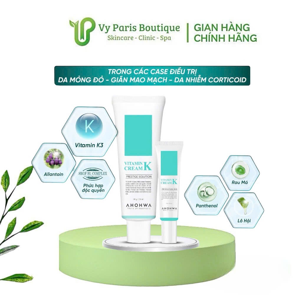 Kem Dưỡng Phục Hồi AHOHWA Vitamin K Cream - Phục Hồi Da Mỏng Đỏ, Giãn Mao Mạch, Da Corticoid